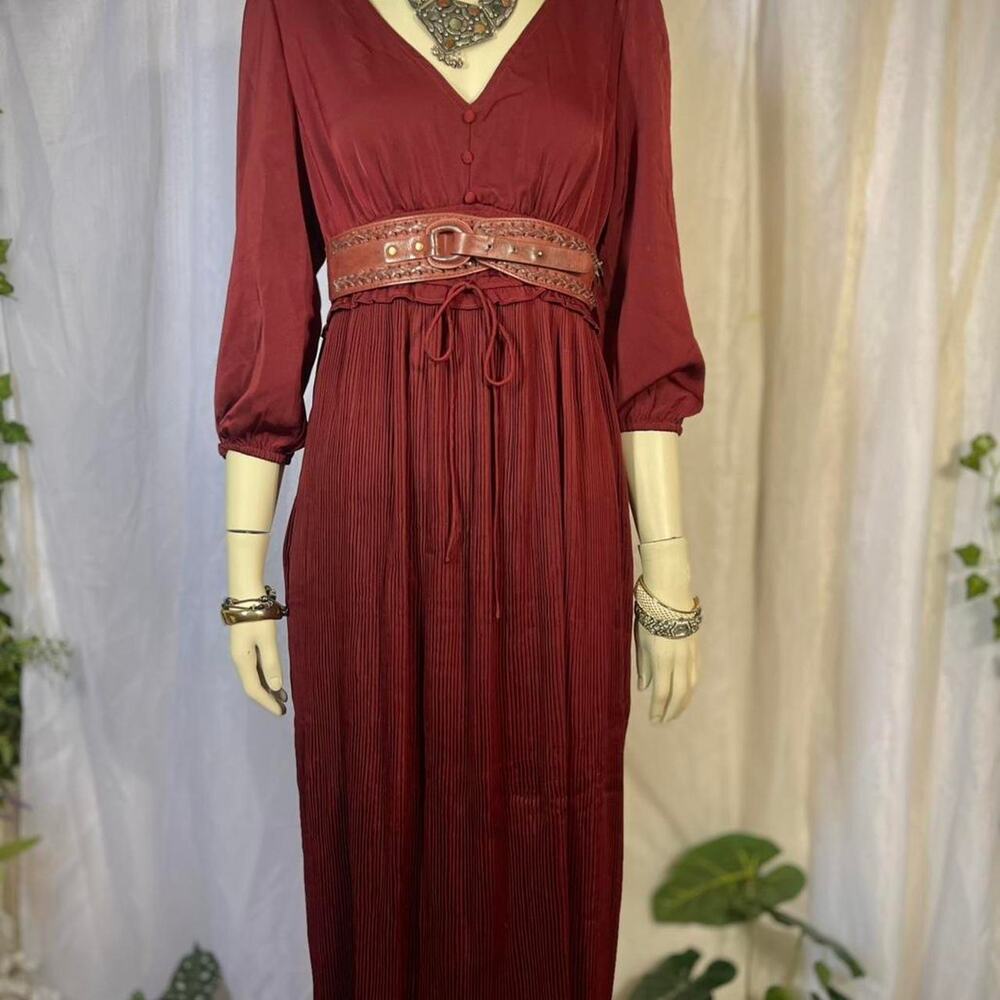 Baltic born garnet pleated midi